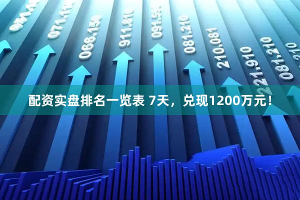配资实盘排名一览表 7天，兑现1200万元！